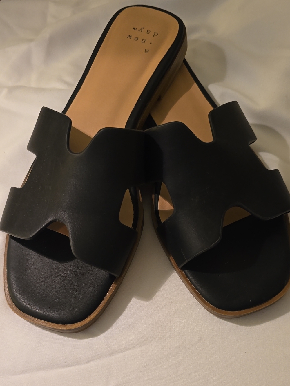 A New Day Black Cutout Slide Sandals